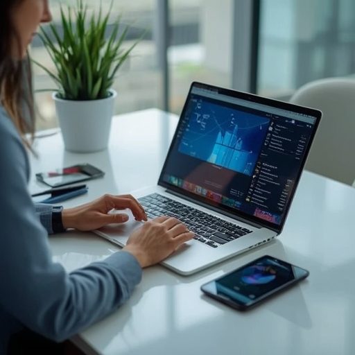 Personne travaillant sur un ordinateur portable